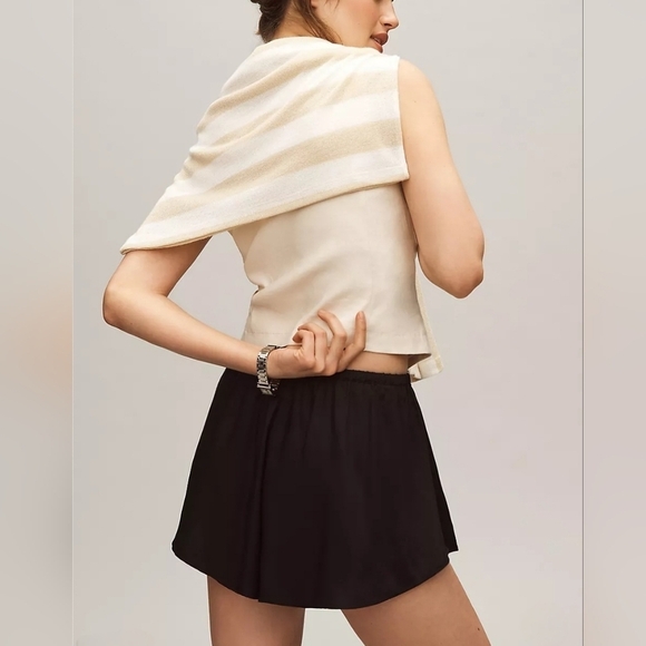 Anthropologie Maeve Silky Chemisette Tie Waist Shorts in Black Size Large NWT - Picture 5 of 9